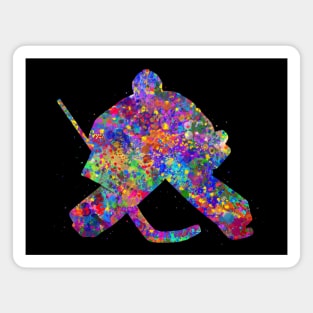 Ice hockey goalie watercolor art Magnet